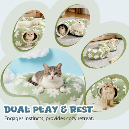 🐾 50% DE RÉDUCTION！😻 Lit tunnel lavable pour chats d'intérieur