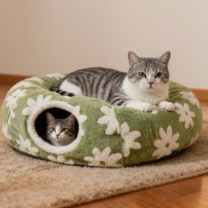 🐾 50% DE RÉDUCTION！😻 Lit tunnel lavable pour chats d'intérieur