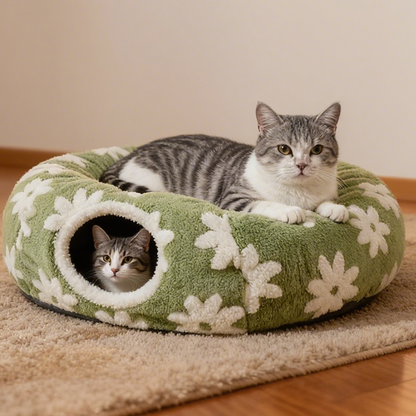 🐾 50% DE RÉDUCTION！😻 Lit tunnel lavable pour chats d'intérieur