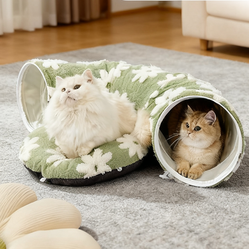 🐾 50% DE RÉDUCTION！😻 Lit tunnel lavable pour chats d'intérieur