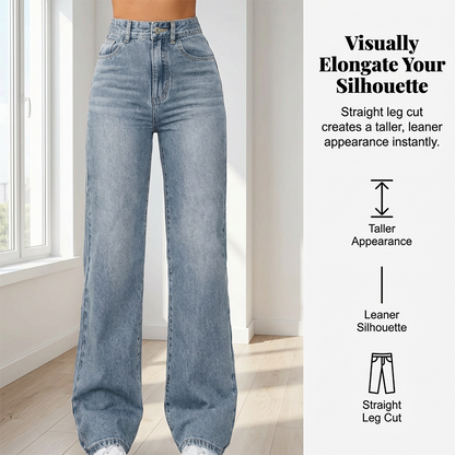 👖 56 % de réduction 🍂Jean pour femme à taille haute et coupe droite