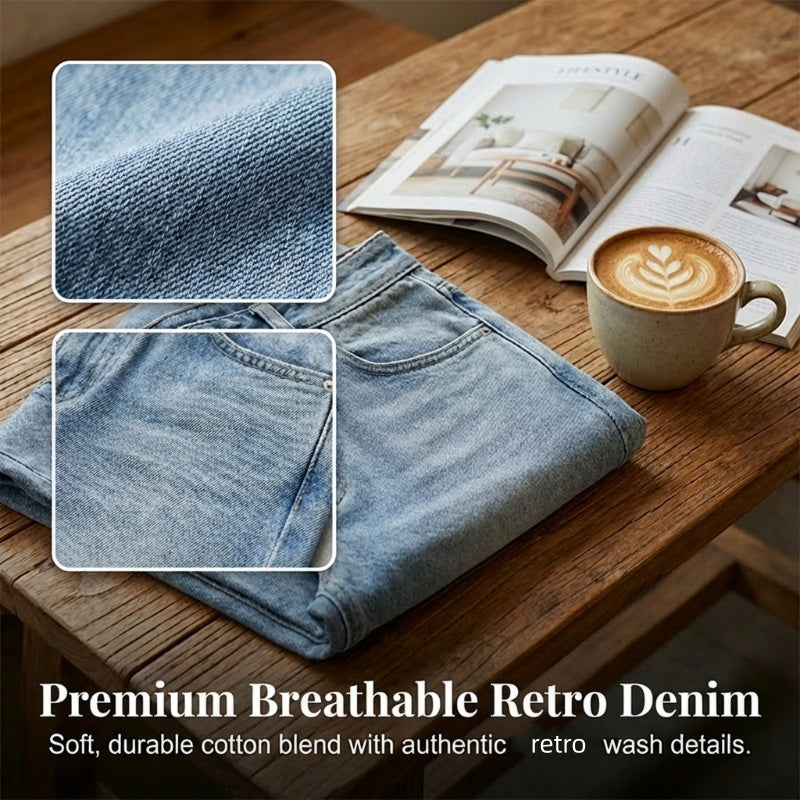 👖 56 % de réduction 🍂Jean pour femme à taille haute et coupe droite