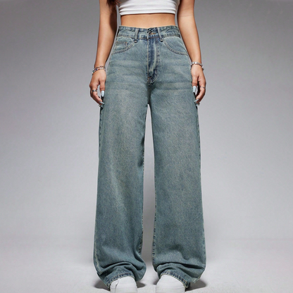 👖 56 % de réduction 🍂Jean pour femme à taille haute et coupe droite
