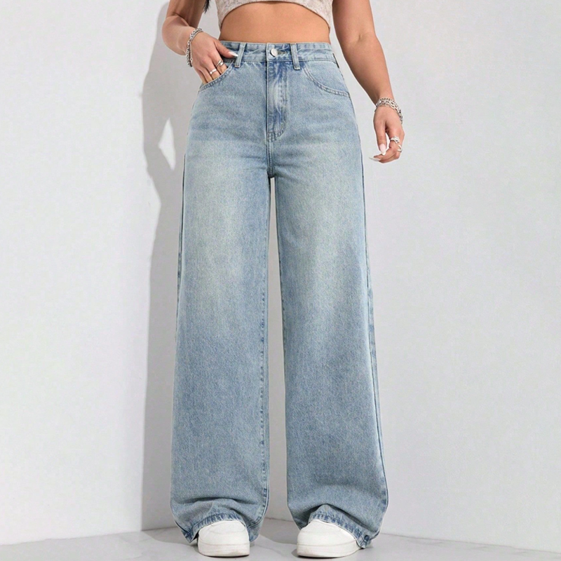 👖 56 % de réduction 🍂Jean pour femme à taille haute et coupe droite
