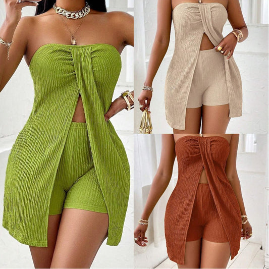 🔥Nouveau style 2026🔥Ensemble bustier flatteur à ourlet fendu – Parfait pour le quotidien et les vacances ! ✨