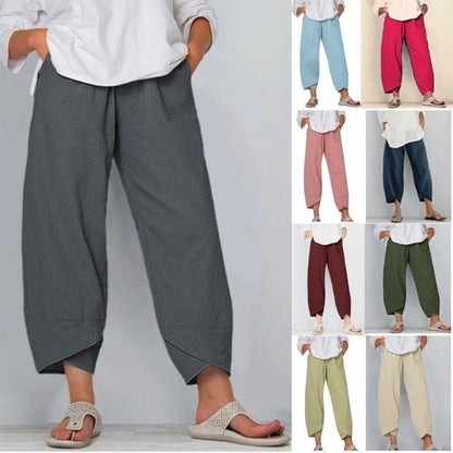 💎 -30% SUR LE PANTALON FEMME COTON & LIN ! 💎 Coupe Large, Taille Élastiquée & Respirant pour un Été Stylé