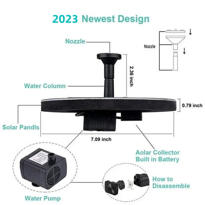 🔥Hot Sales 50% OFF🔥Fontaine solaire, pompe à eau submersible pour bain d'oiseaux avec 4 buses et panneau solaire de 1,4 W, idéale pour l'arrosage extérieur de bassins, piscines, jardins et aquariums.