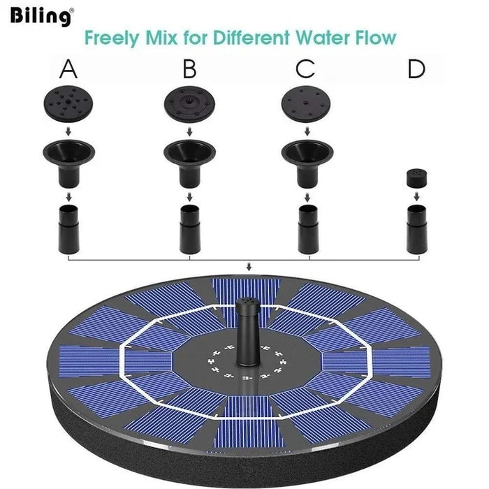🔥Hot Sales 50% OFF🔥Fontaine solaire, pompe à eau submersible pour bain d'oiseaux avec 4 buses et panneau solaire de 1,4 W, idéale pour l'arrosage extérieur de bassins, piscines, jardins et aquariums.