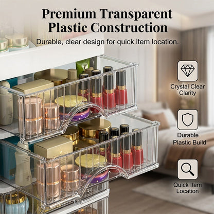 💎50% DE RÉDUCTION! 🌸 Organiseur de bureau empilable avec tiroirs transparents