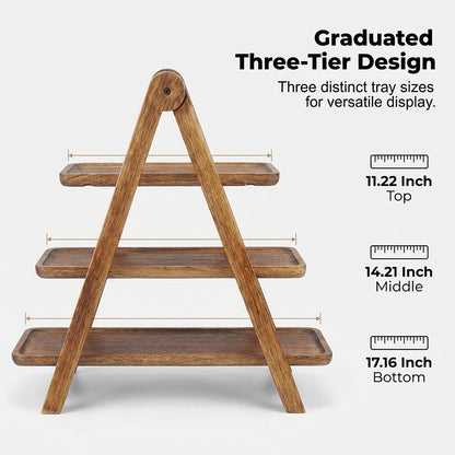 🌳50% de réduction✨Plateau de service en bois à 3 étages
