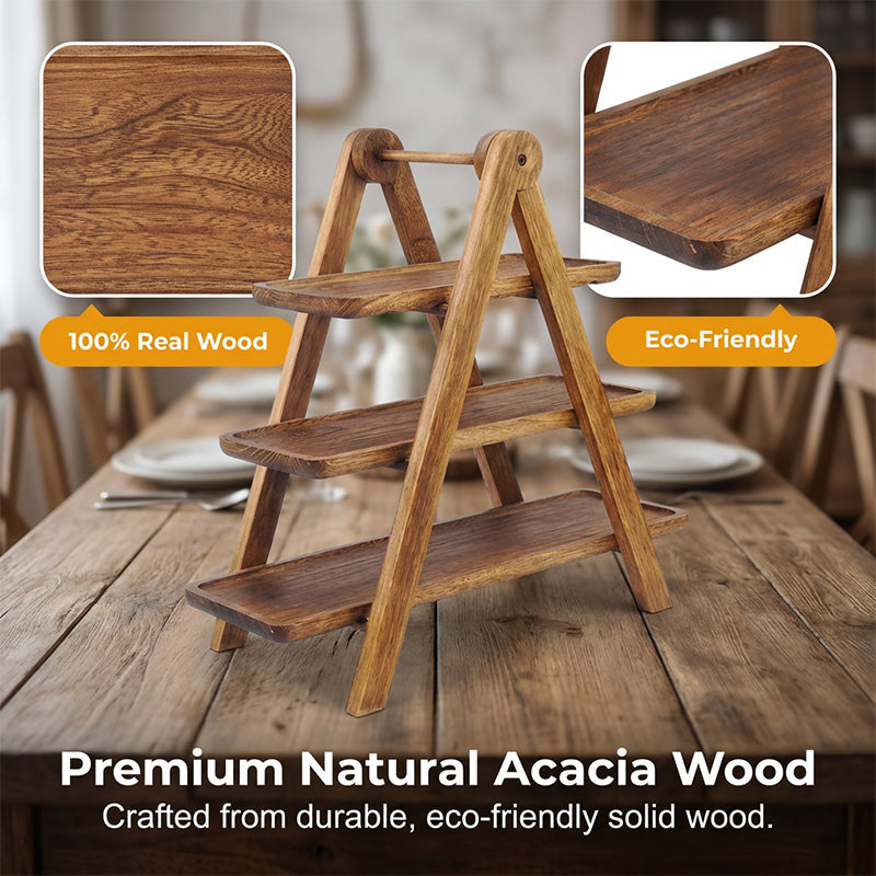 🌳50% de réduction✨Plateau de service en bois à 3 étages