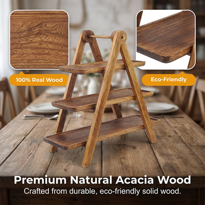 🌳50% de réduction✨Plateau de service en bois à 3 étages