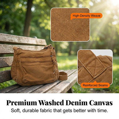 ✨🌿60 % de réduction🔥Sac en toile multipoches 🎒 Léger et résistant, bandoulière réglable, peut se porter à l'épaule ou en bandoulière 👜