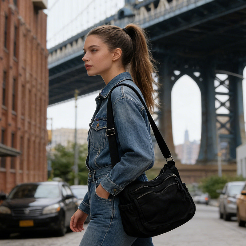 ✨🌿60 % de réduction🔥Sac en toile multipoches 🎒 Léger et résistant, bandoulière réglable, peut se porter à l'épaule ou en bandoulière 👜