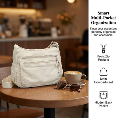 ✨🌿60 % de réduction🔥Sac en toile multipoches 🎒 Léger et résistant, bandoulière réglable, peut se porter à l'épaule ou en bandoulière 👜