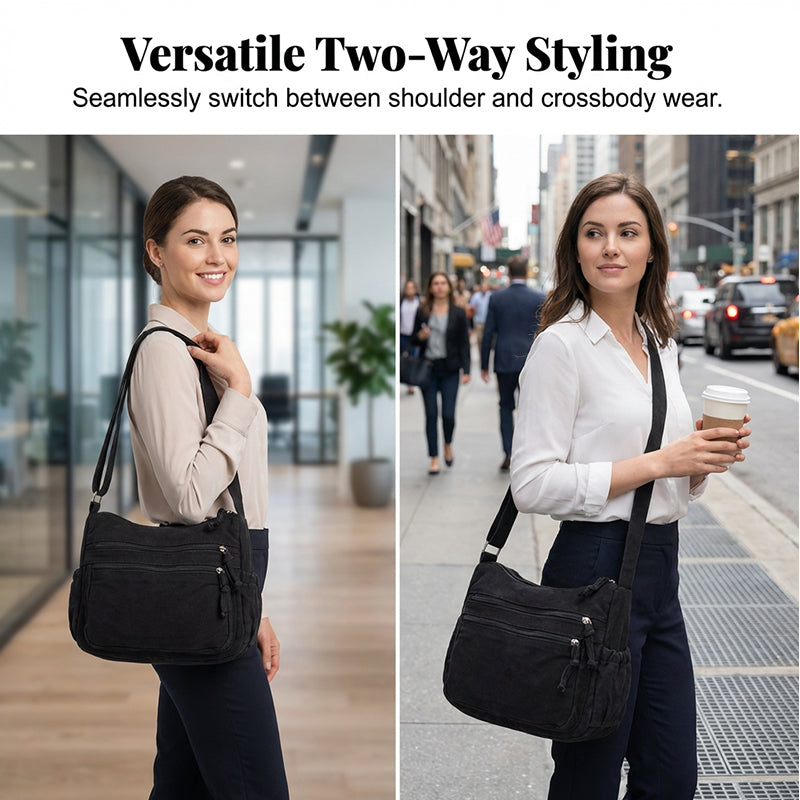 ✨🌿60 % de réduction🔥Sac en toile multipoches 🎒 Léger et résistant, bandoulière réglable, peut se porter à l'épaule ou en bandoulière 👜