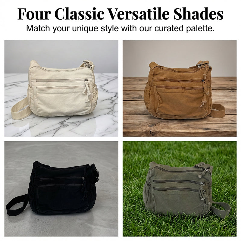 ✨🌿60 % de réduction🔥Sac en toile multipoches 🎒 Léger et résistant, bandoulière réglable, peut se porter à l'épaule ou en bandoulière 👜