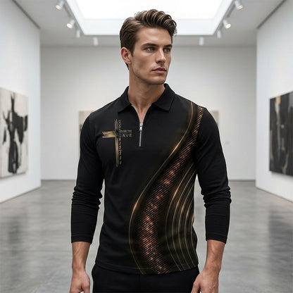 🎁Nouveautés 2026 : jusqu'à -60 % !💥Polo zippé à manches longues style rétro décontracté pour homme