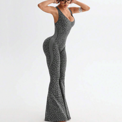🔥Nouveauté 2026🔥Combinaison de sport pour femme à imprimé léopard avec soutien-gorge intégré