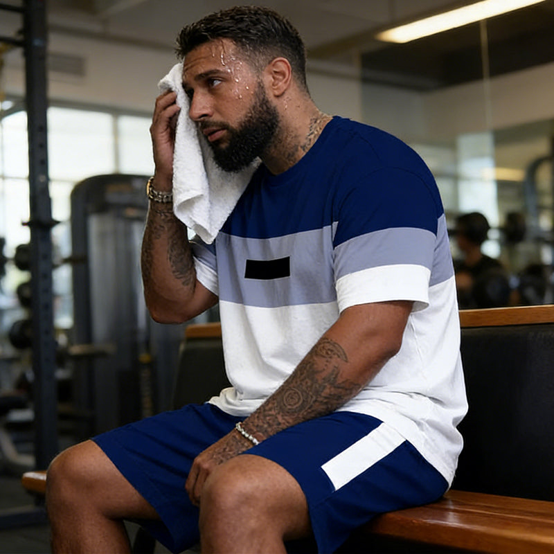 🛒-50% AUJOURD'HUI✨Ensemble 2 pièces pour homme : t-shirt et short décontractés