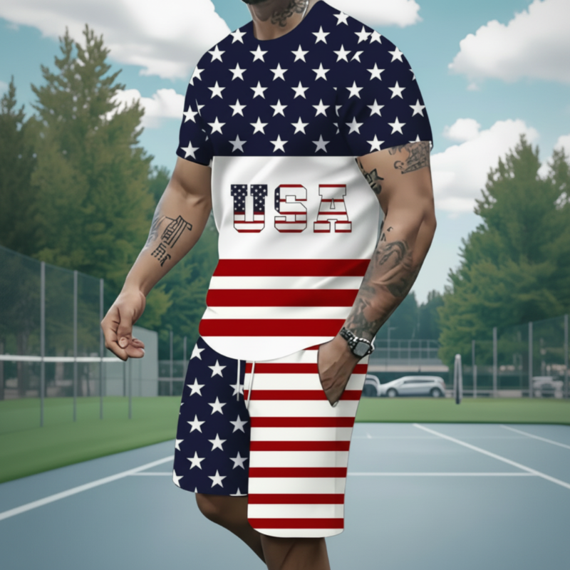 🛒-50% AUJOURD'HUI✨Ensemble 2 pièces pour homme : t-shirt et short décontractés