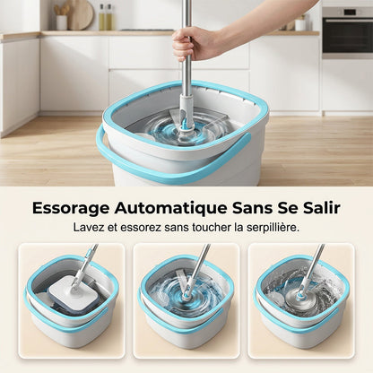 ✨ 50 % de réduction + livraison gratuite🔥 Kit de balai à franges plat et seau mains libres avec système de séparation de l'eau