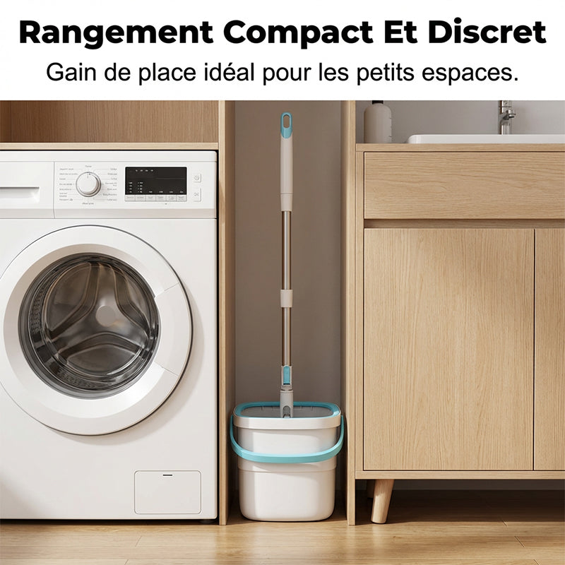 ✨ 50 % de réduction + livraison gratuite🔥 Kit de balai à franges plat et seau mains libres avec système de séparation de l'eau