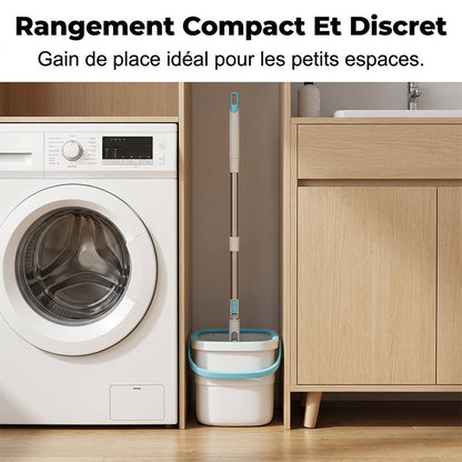 ✨ 50 % de réduction + livraison gratuite🔥 Kit de balai à franges plat et seau mains libres avec système de séparation de l'eau