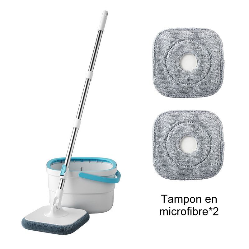 ✨ 50 % de réduction + livraison gratuite🔥 Kit de balai à franges plat et seau mains libres avec système de séparation de l'eau