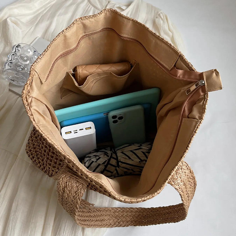 👜 55 % de réduction 🔥Sac fourre-tout en paille tissé à la main
