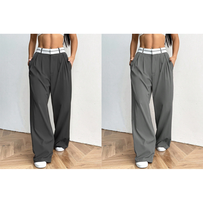 💎 -50% SUR LE PANTALON DE COSTUME À JAMBES LARGES ! 💎 Ceinture Contrastée, Taille Haute & Tissu Léger ✨