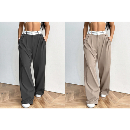 💎 -50% SUR LE PANTALON DE COSTUME À JAMBES LARGES ! 💎 Ceinture Contrastée, Taille Haute & Tissu Léger ✨