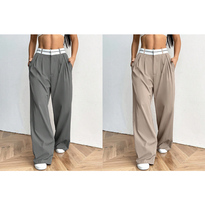 💎 -50% SUR LE PANTALON DE COSTUME À JAMBES LARGES ! 💎 Ceinture Contrastée, Taille Haute & Tissu Léger ✨