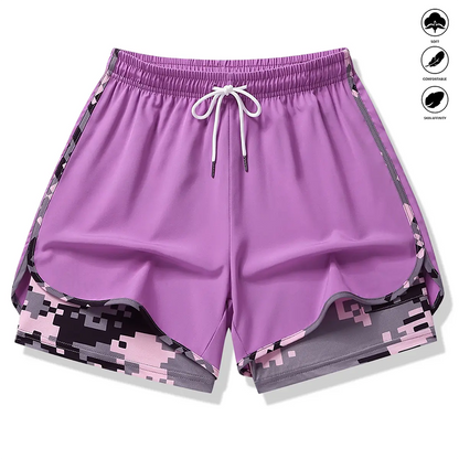 ✨50 % de réduction 🔥Short de sport femme décontracté avec doublure intégrée