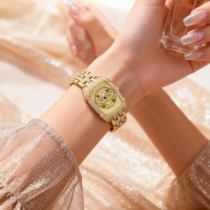 ⌚50 % de réduction + livraison gratuite✨Montre-bracelet pour femme en quartz, ornée de strass