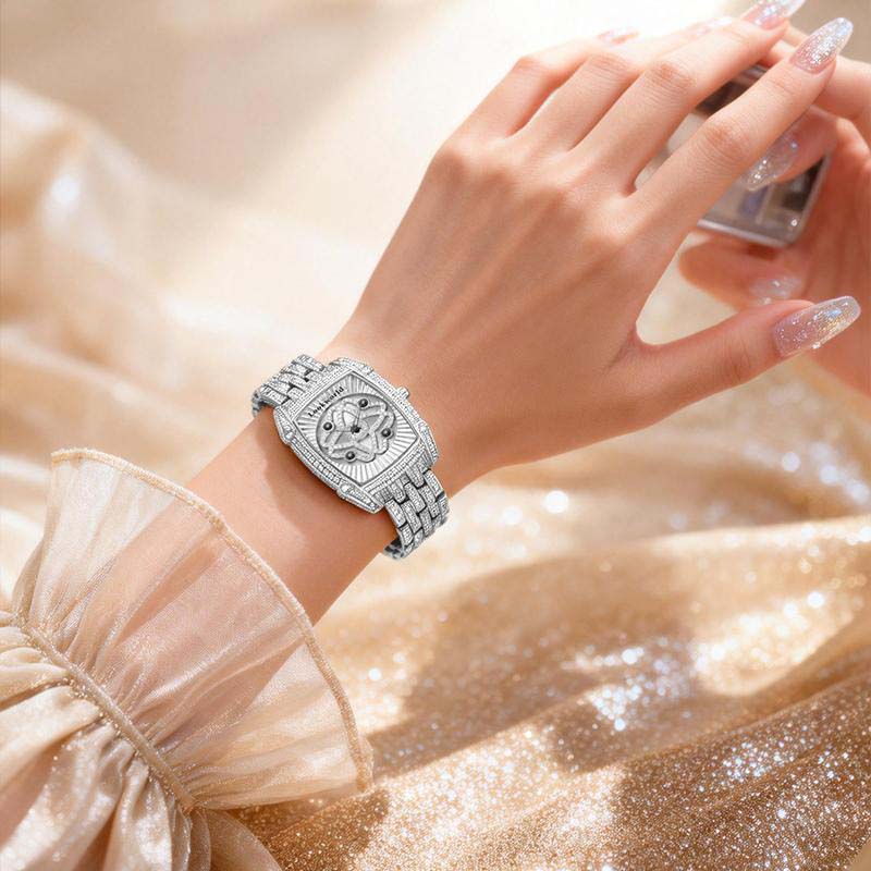 ⌚50 % de réduction + livraison gratuite✨Montre-bracelet pour femme en quartz, ornée de strass