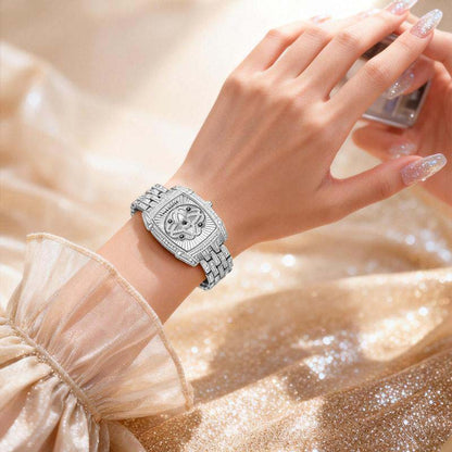 ⌚50 % de réduction + livraison gratuite✨Montre-bracelet pour femme en quartz, ornée de strass