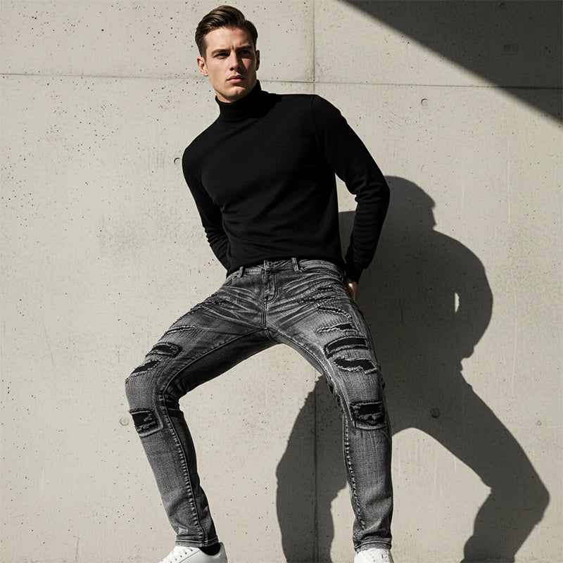 ⏰Offre à durée limitée : 62 % de réduction 📢Jean slim effet vieilli pour homme
