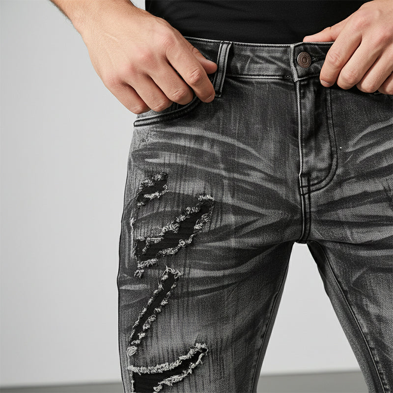 ⏰Offre à durée limitée : 62 % de réduction 📢Jean slim effet vieilli pour homme