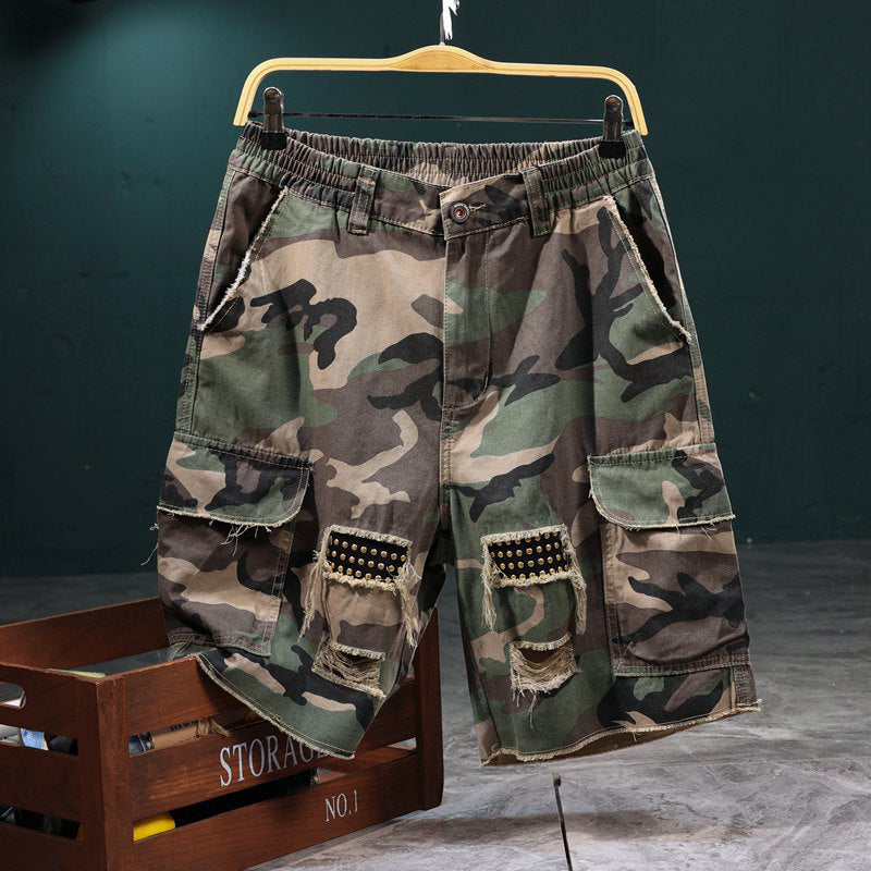 🔥 Short cargo camouflage à clous pour homme 🩳