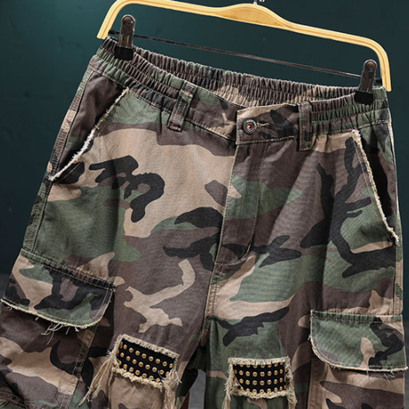 🔥 Short cargo camouflage à clous pour homme 🩳