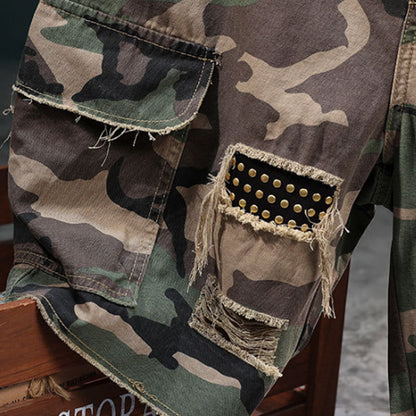 🔥 Short cargo camouflage à clous pour homme 🩳