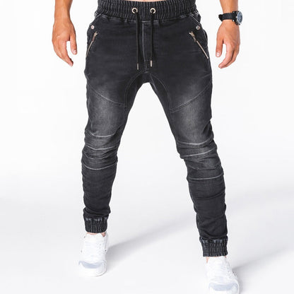 👖🔥50 % de réduction + livraison gratuite🔥👖Pantalon de jogging en jean slim pour homme avec poches zippées