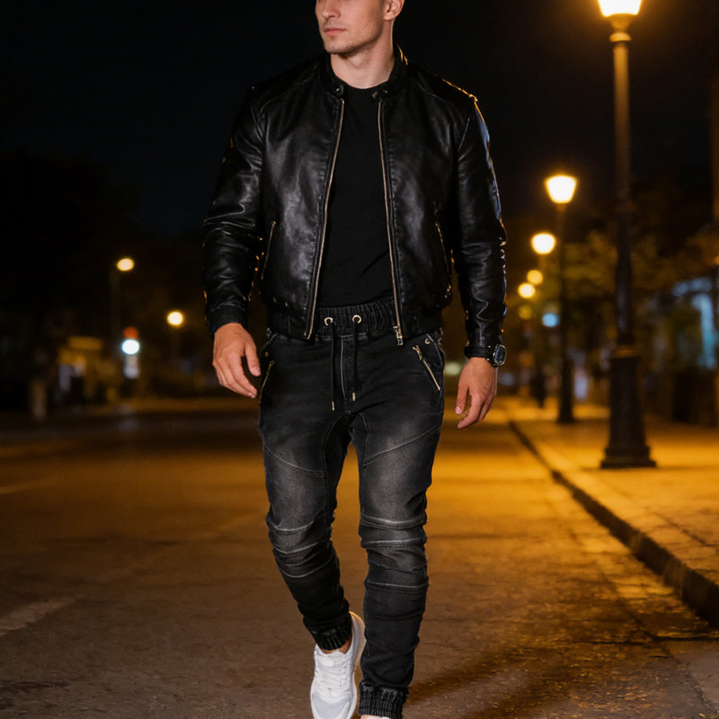 👖🔥50 % de réduction + livraison gratuite🔥👖Pantalon de jogging en jean slim pour homme avec poches zippées