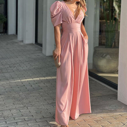 👗🎀50 % de réduction🌺👗Combinaisons pour femmes à large jambe et décolleté en V profond