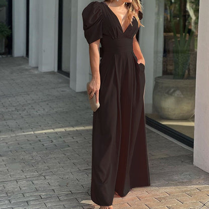 👗🎀50 % de réduction🌺👗Combinaisons pour femmes à large jambe et décolleté en V profond