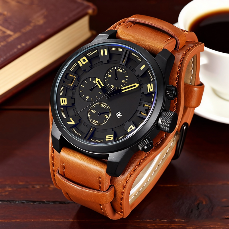 ⌚Promotion : 51 % de réduction sur les montres+ livraison gratuite 🍂 Montres à quartz pour homme, style professionnel, avec bracelet en cuir synthétique