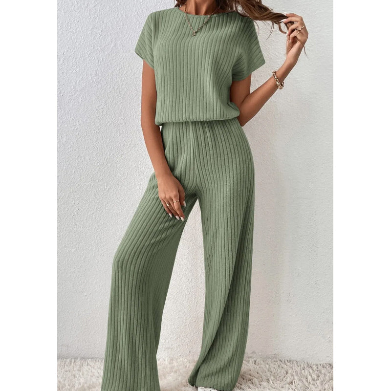 ✨ Ensemble haut en maille côtelée et pantalon large pour femme | Maille Côtelée & Confort Absolu 👗