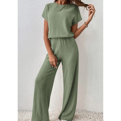 ✨ Ensemble haut en maille côtelée et pantalon large pour femme | Maille Côtelée & Confort Absolu 👗