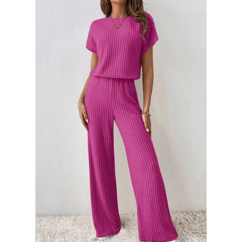 ✨ Ensemble haut en maille côtelée et pantalon large pour femme | Maille Côtelée & Confort Absolu 👗